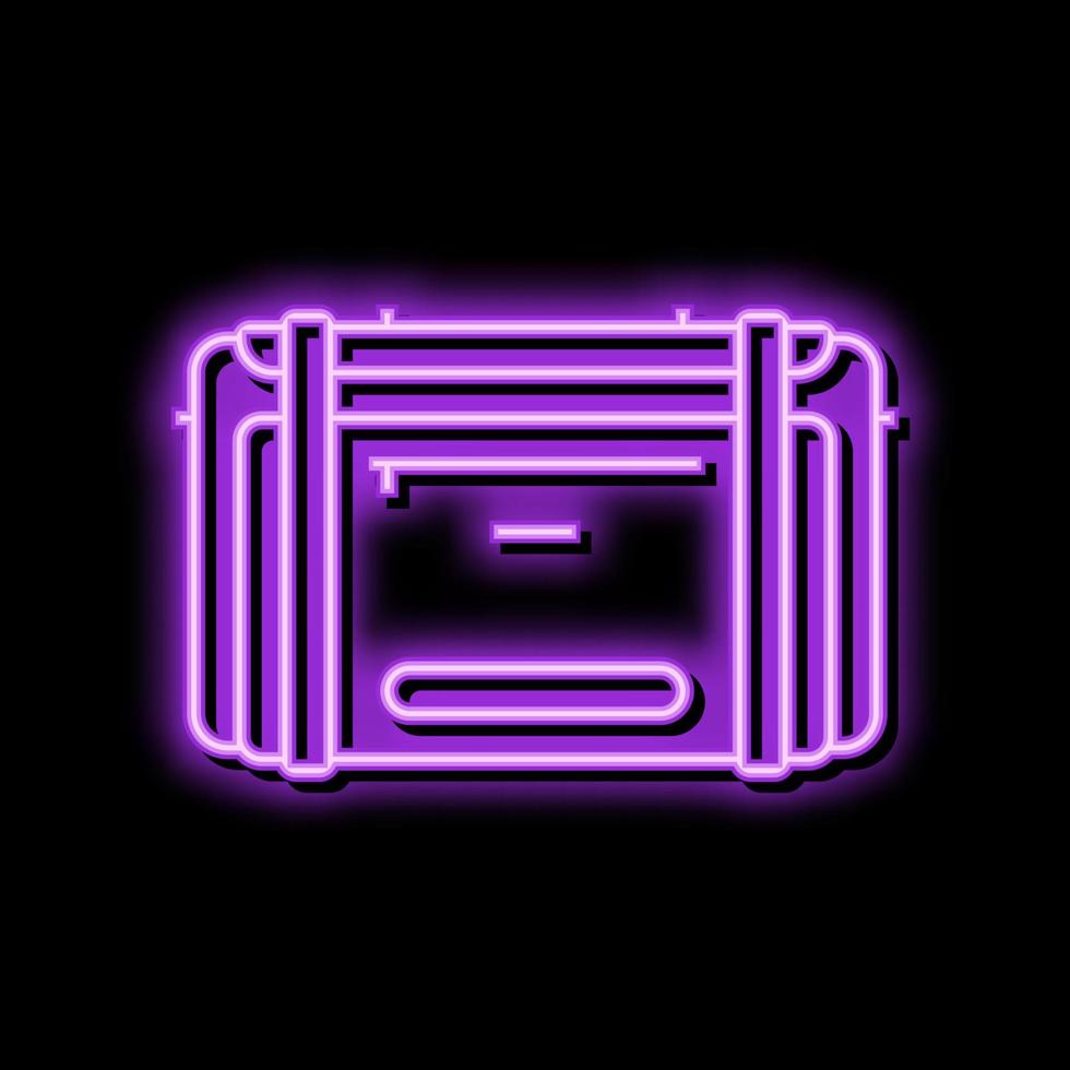 bagaglio drypack motociclo accessorio neon splendore icona illustrazione vettore