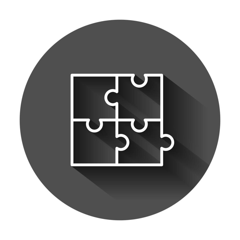 puzzle compatibile icona nel piatto stile. sega accordo vettore illustrazione su nero il giro sfondo con lungo ombra. cooperazione soluzione attività commerciale concetto.