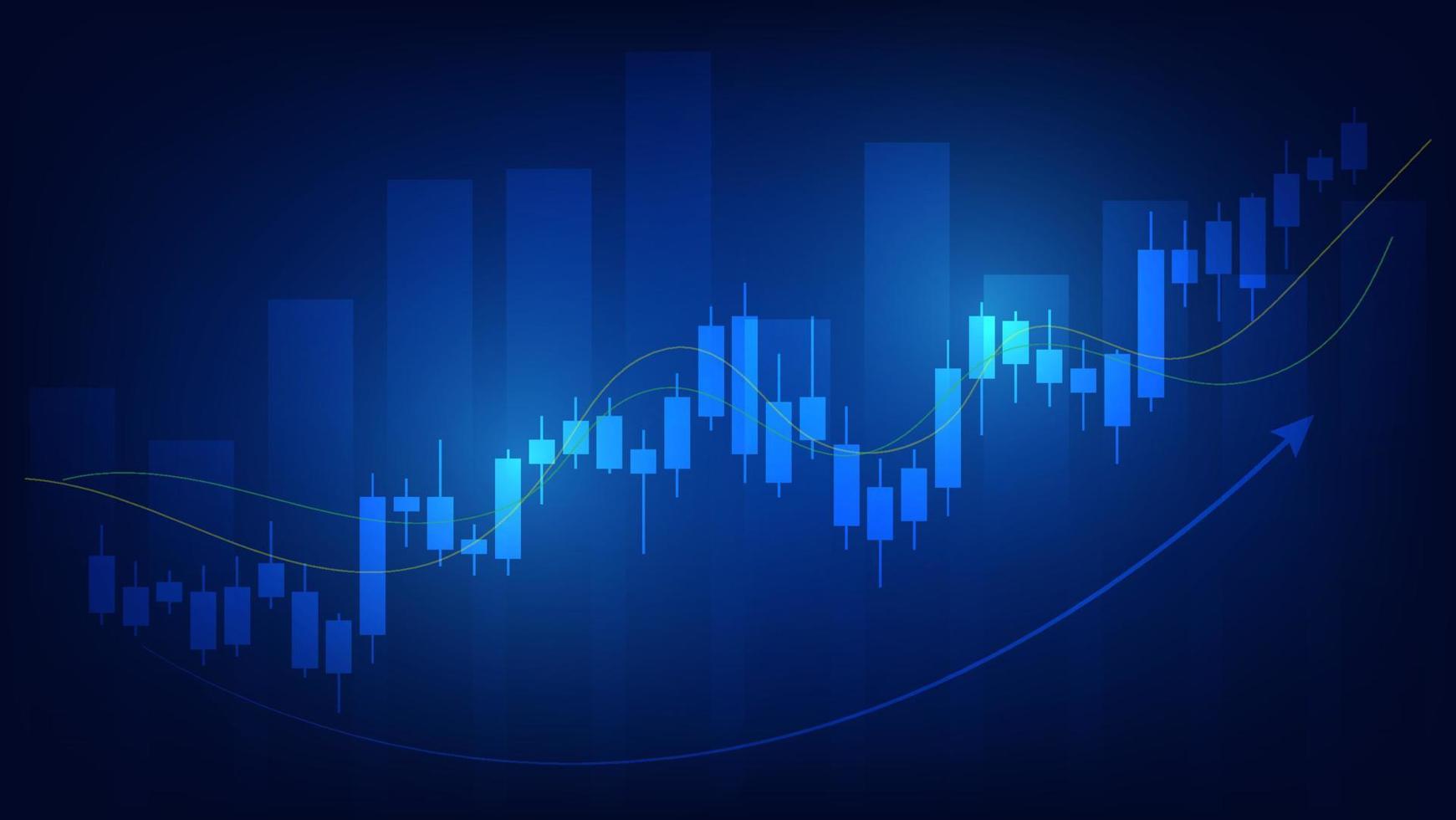 finanziario attività commerciale statistica con bar grafico e candelieri grafico mostrare azione mercato prezzo e efficace guadagno su blu sfondo vettore