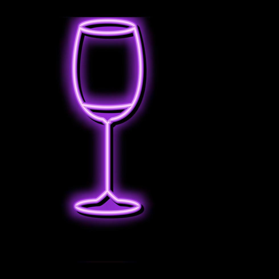 vuoto vino bicchiere neon splendore icona illustrazione vettore