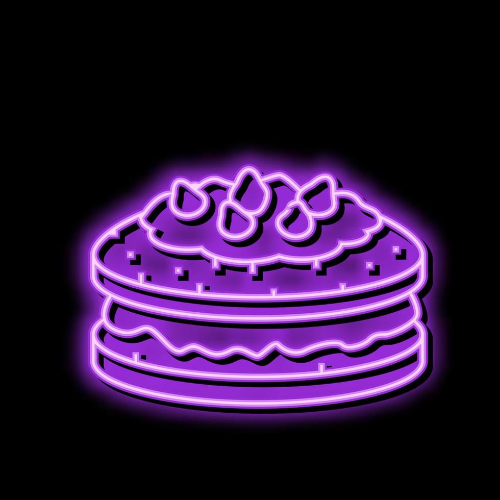 dolce torta neon splendore icona illustrazione vettore