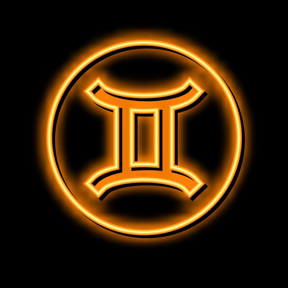 Gemelli zodiaco neon splendore icona illustrazione vettore