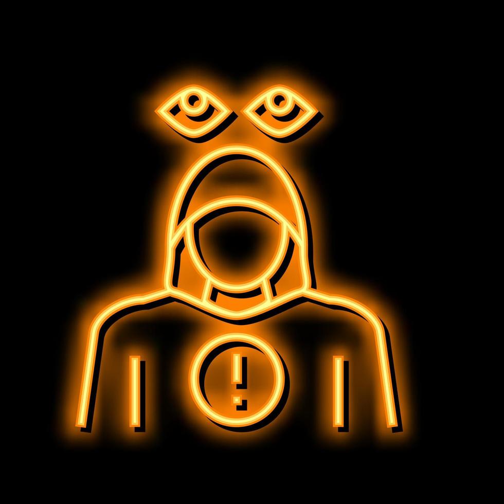 lo stalking crimine neon splendore icona illustrazione vettore