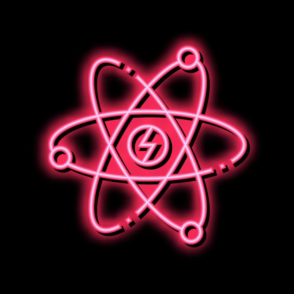 atomo nucleare energia neon splendore icona illustrazione vettore