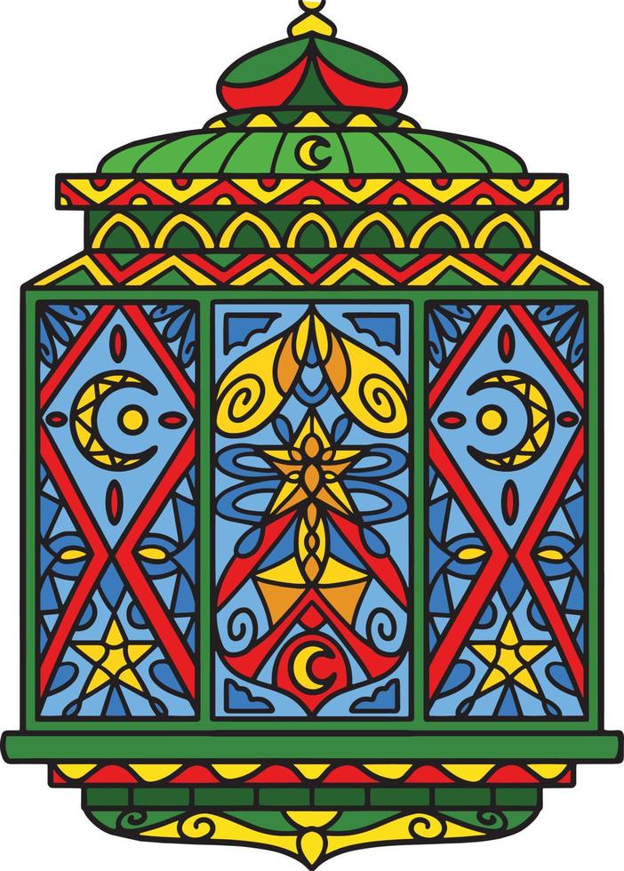 Ramadan lanterna mandala cartone animato colorato clipart vettore