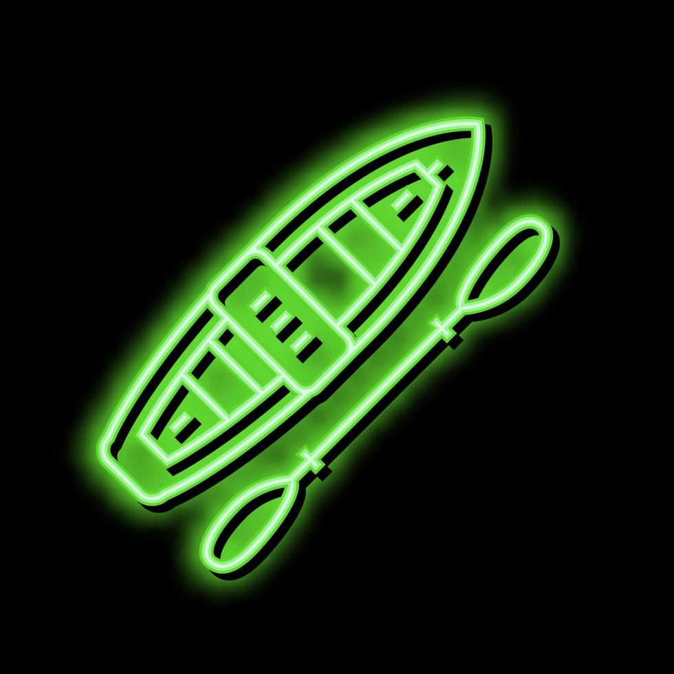 kayak barca neon splendore icona illustrazione vettore