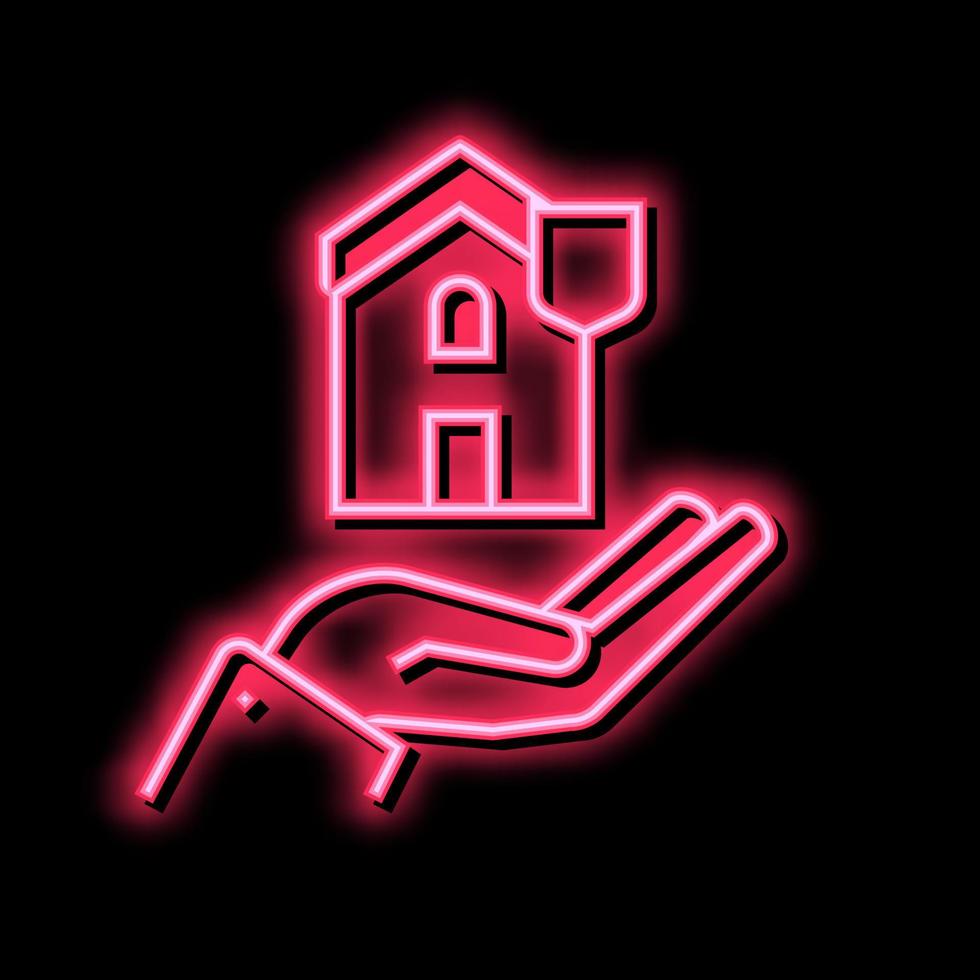 casa sicurezza neon splendore icona illustrazione vettore