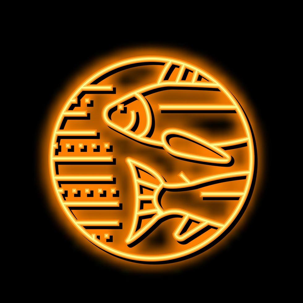 pesce zodiaco neon splendore icona illustrazione vettore