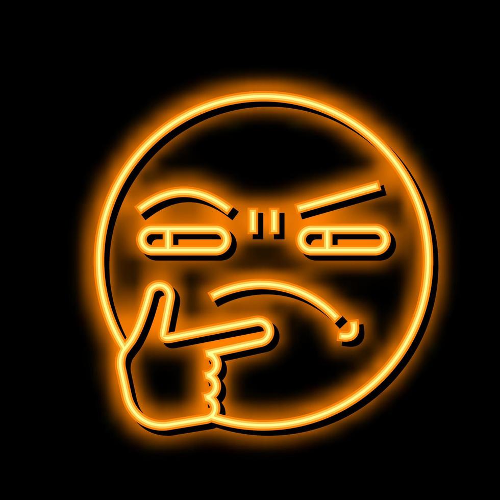 confuso emoji neon splendore icona illustrazione vettore