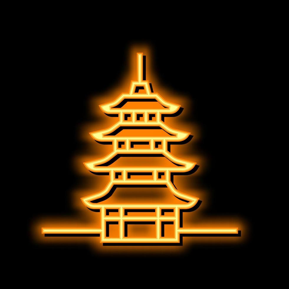 pagoda Asia edificio neon splendore icona illustrazione vettore