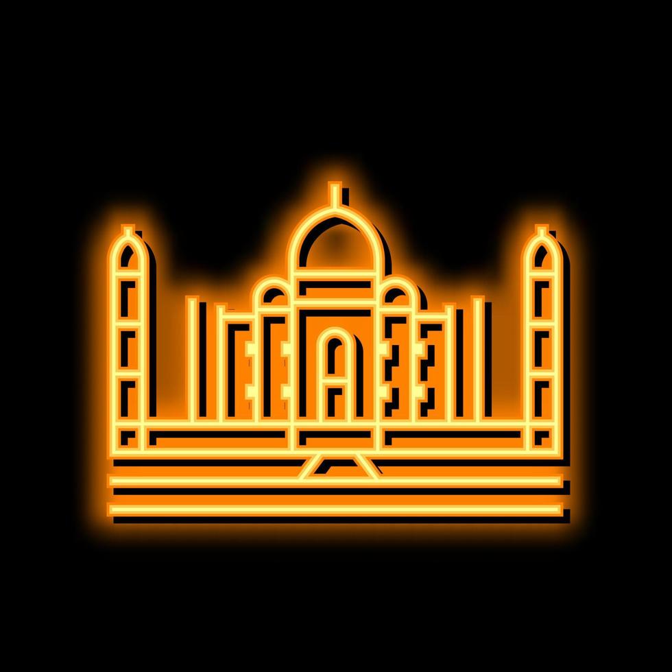 taj Mahal neon splendore icona illustrazione vettore