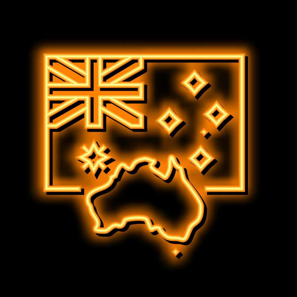 Australia nazione bandiera neon splendore icona illustrazione vettore