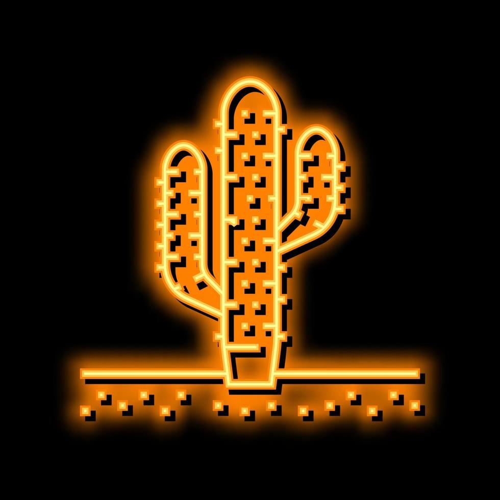 cactus occidentale pianta neon splendore icona illustrazione vettore