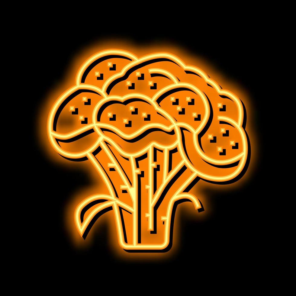 broccoli vitamina pianta neon splendore icona illustrazione vettore