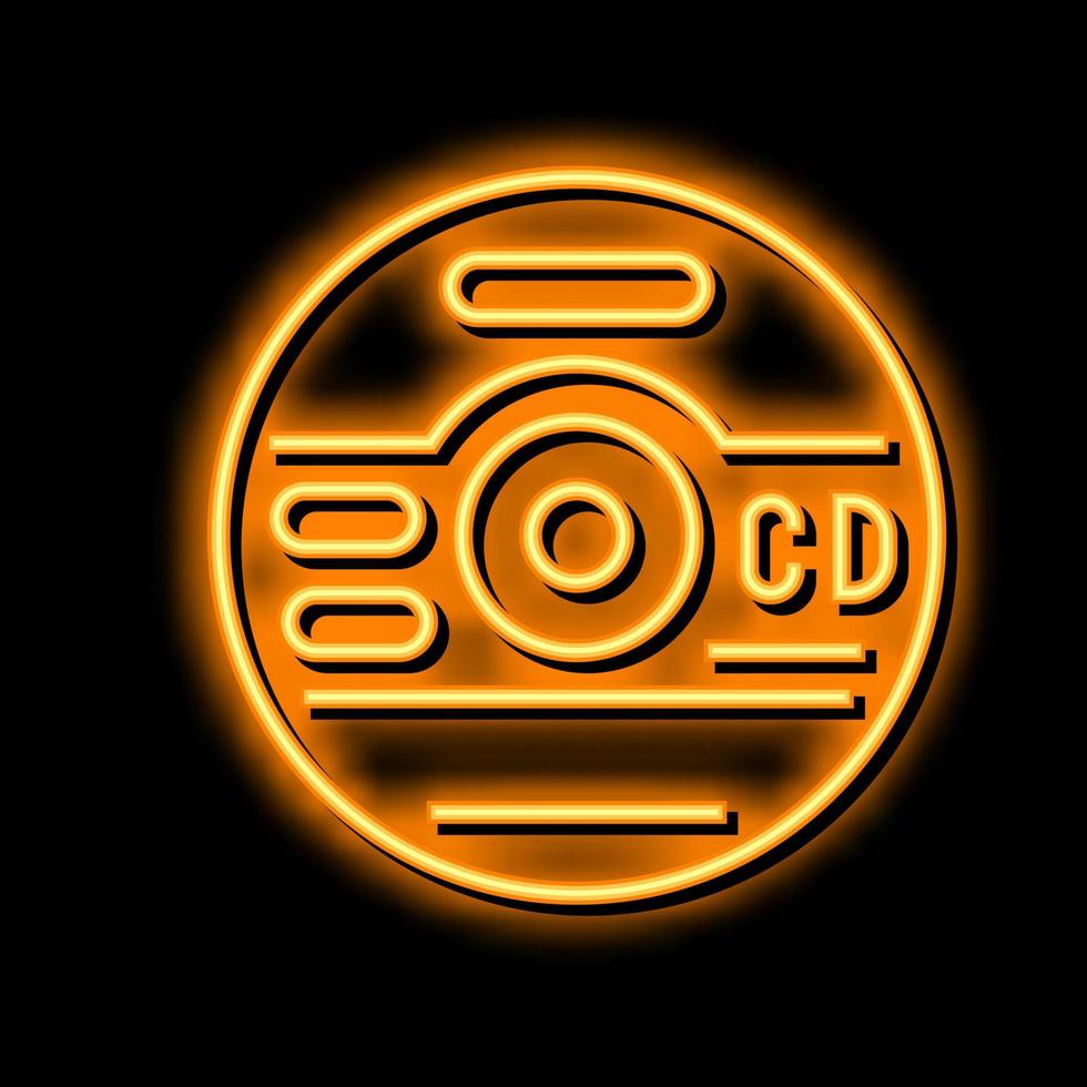 CD compatto disco neon splendore icona illustrazione vettore