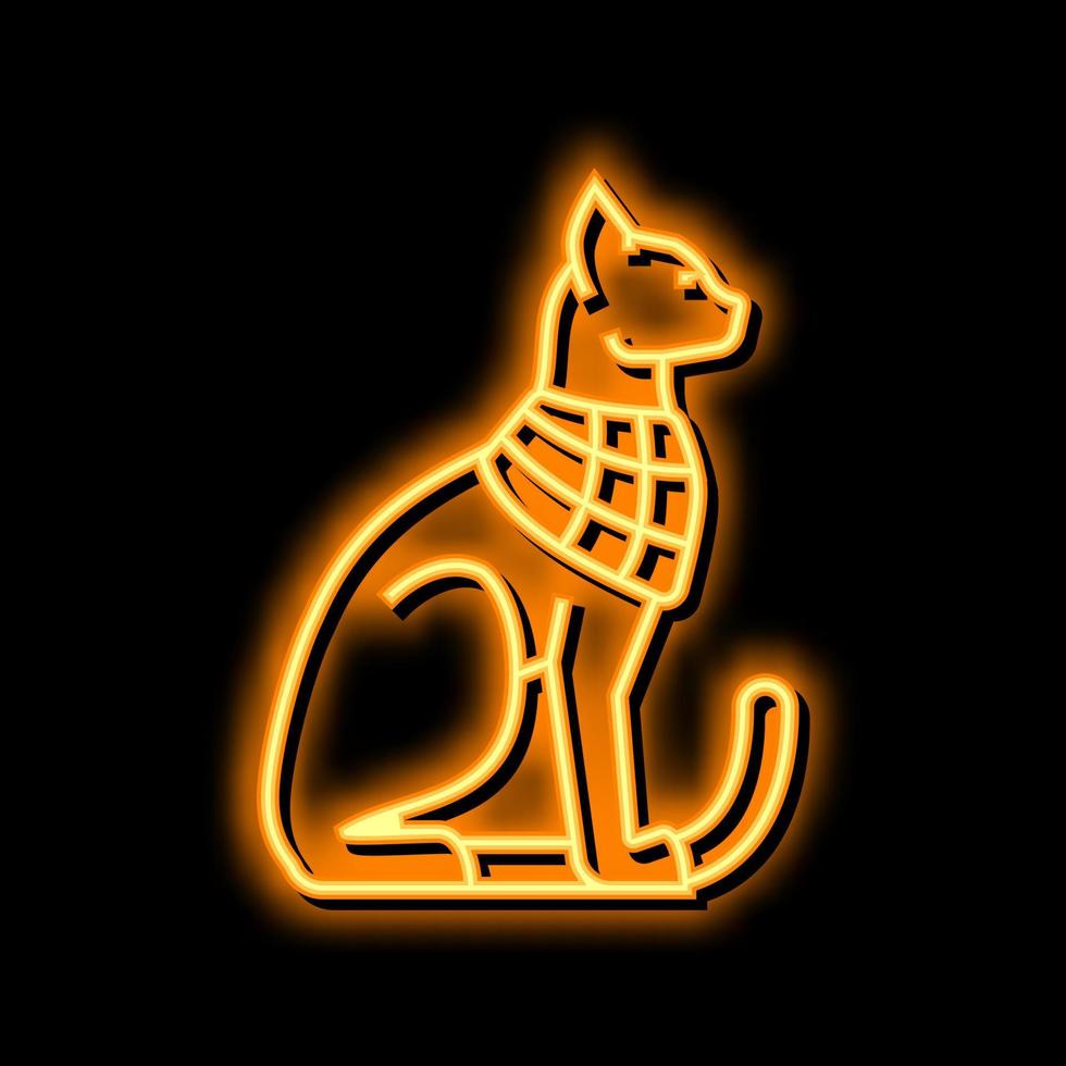 gatto Egitto animale neon splendore icona illustrazione vettore