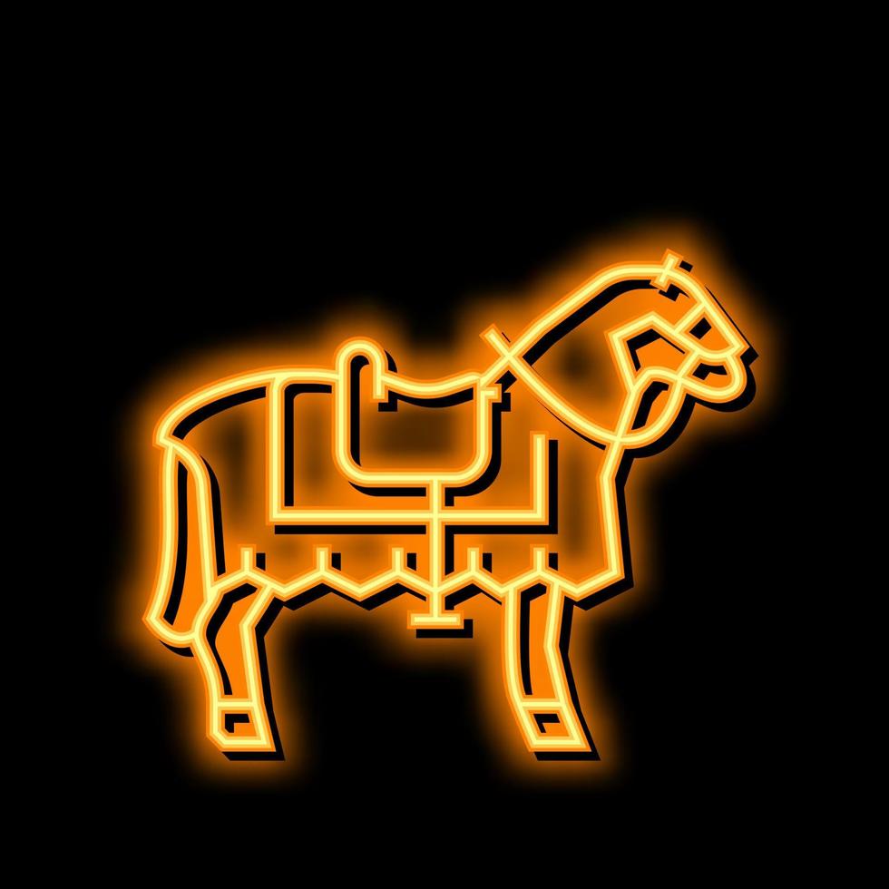 cavaliere cavallo animale neon splendore icona illustrazione vettore