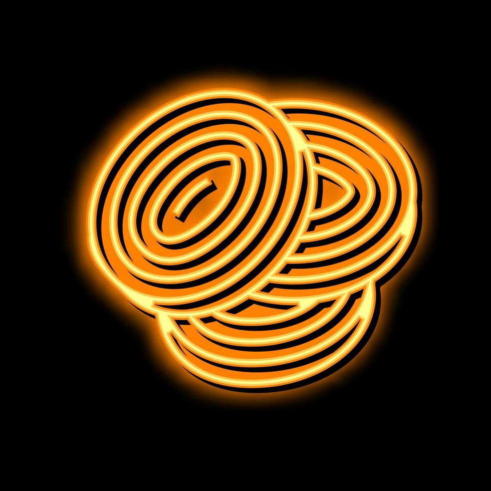 fetta cipolla neon splendore icona illustrazione vettore