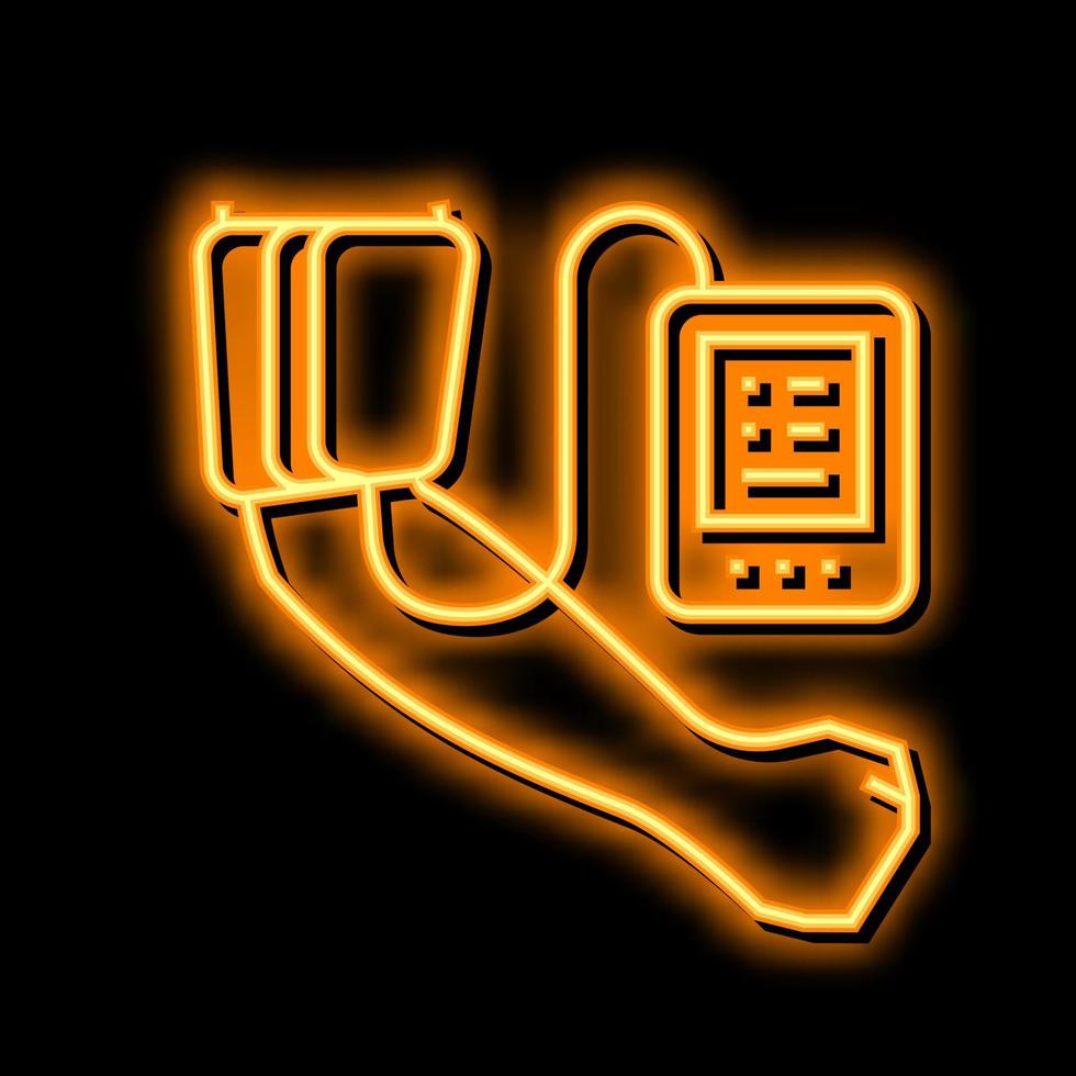 pressione misurazione dispositivo neon splendore icona illustrazione vettore