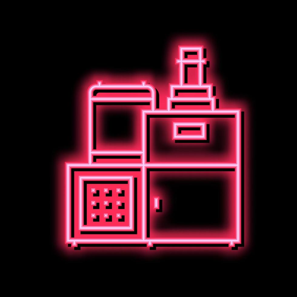 cioccolato industria macchina neon splendore icona illustrazione vettore