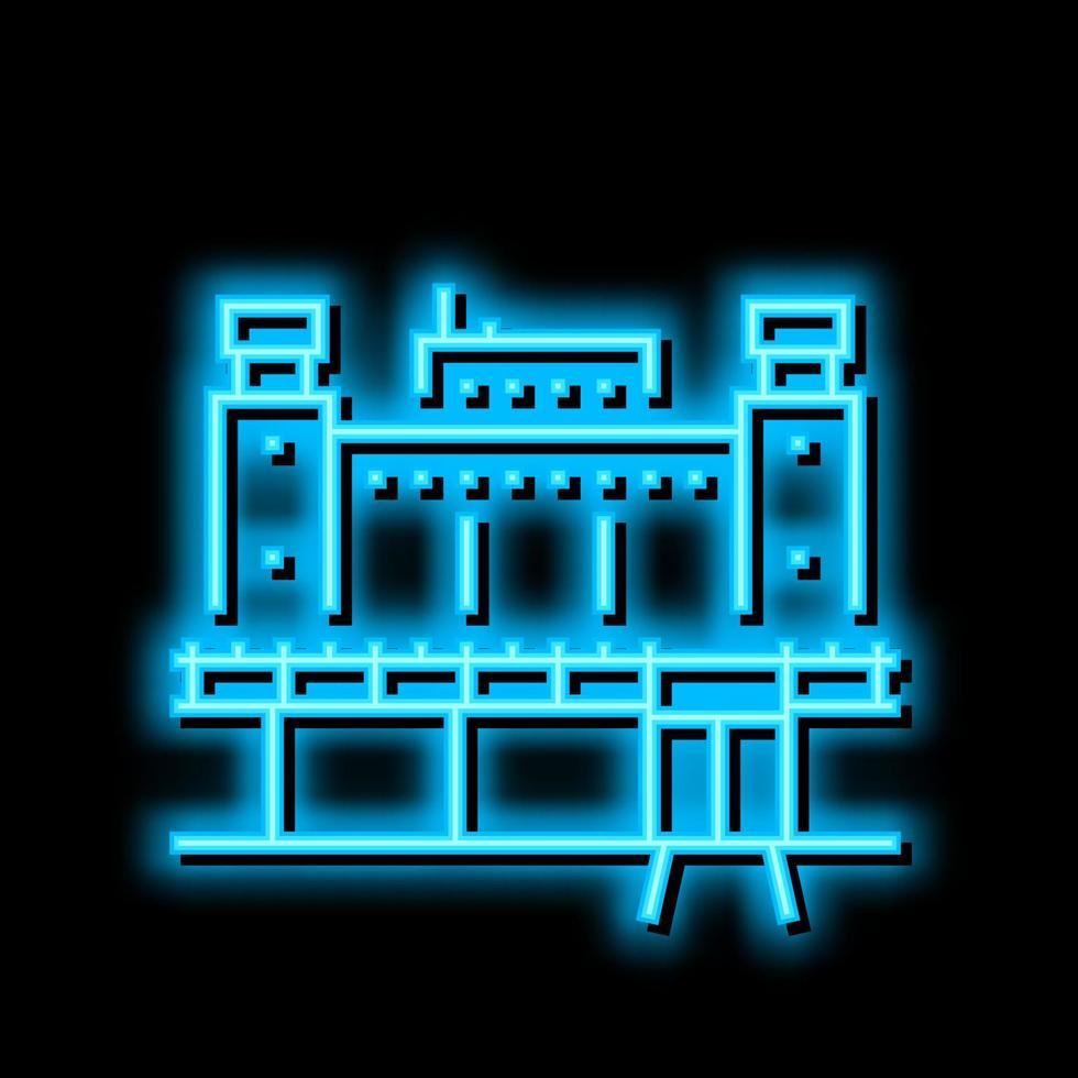 prigione edificio neon splendore icona illustrazione vettore