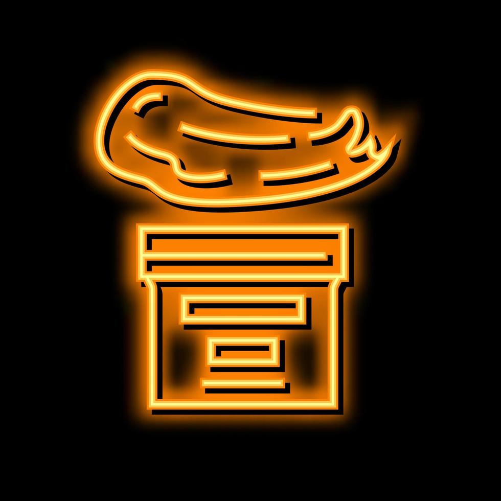 lanolina lana cera neon splendore icona illustrazione vettore