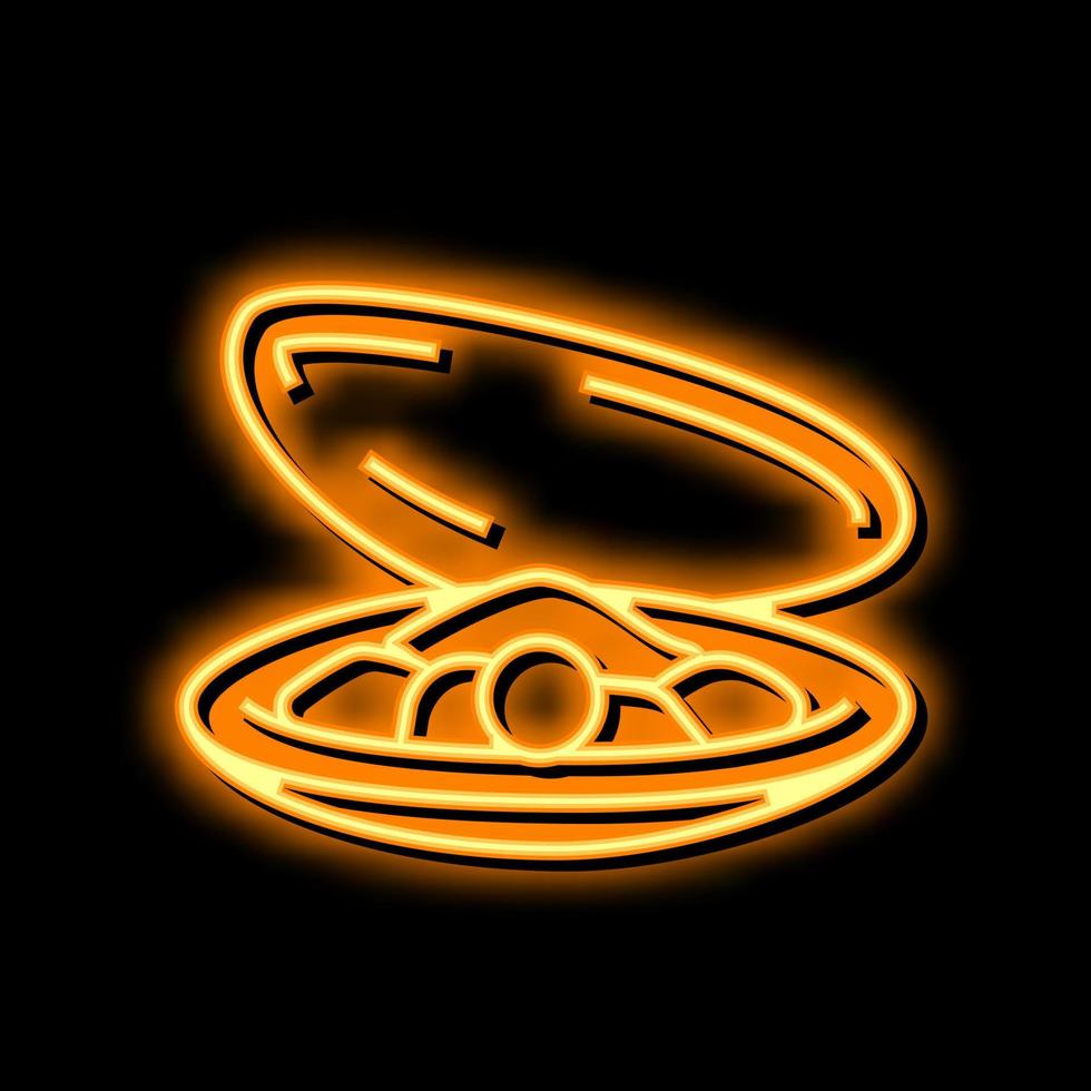 perla ostrica conchiglia neon splendore icona illustrazione vettore