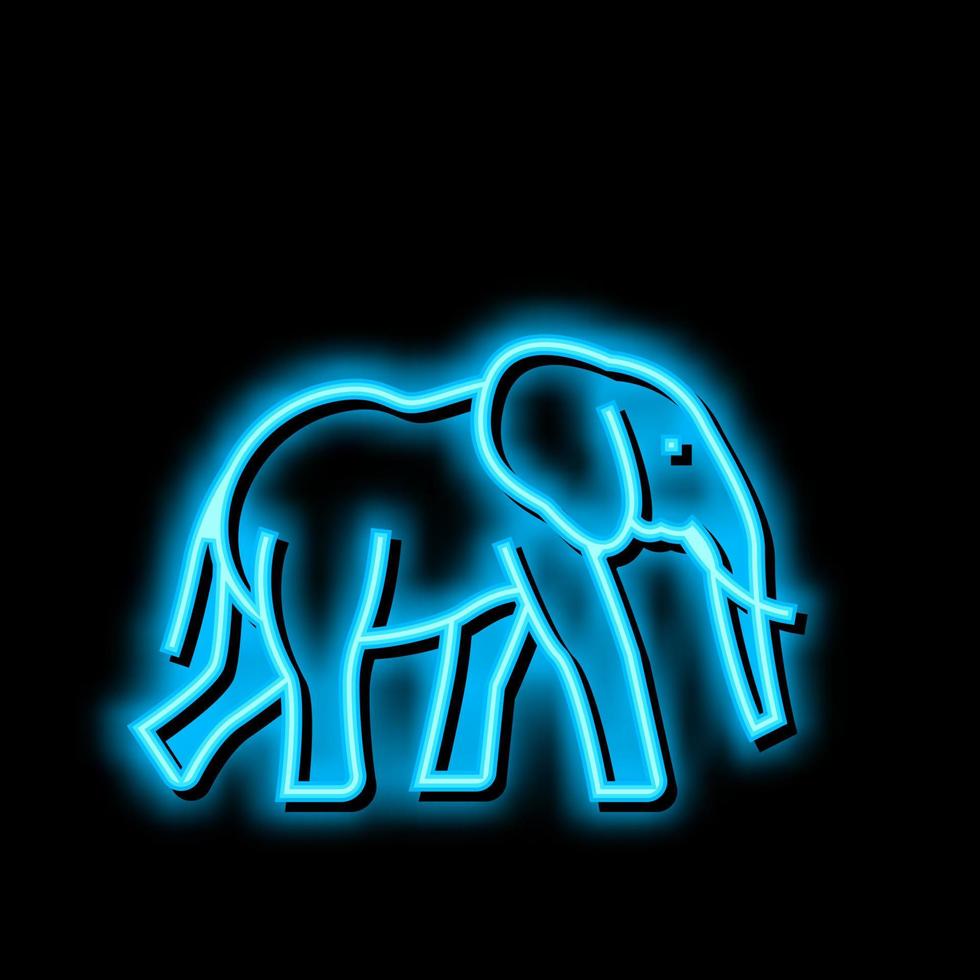 elefante animale nel zoo neon splendore icona illustrazione vettore