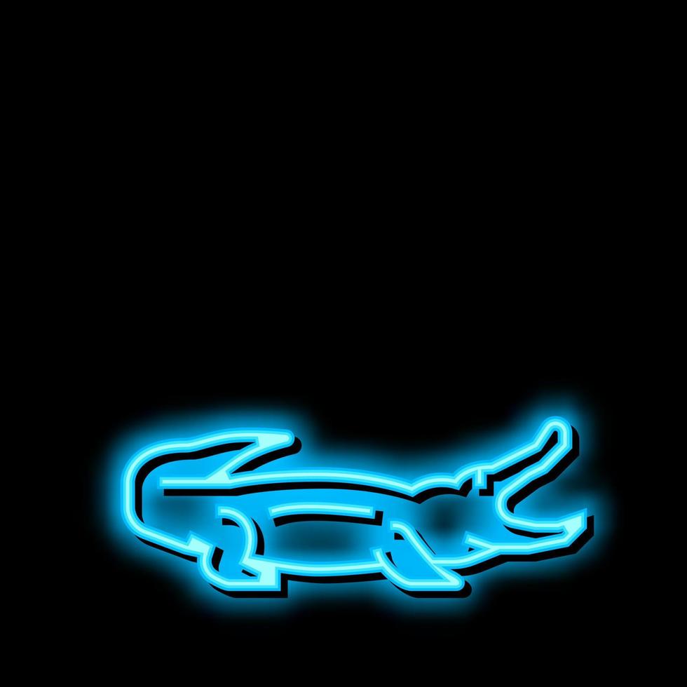 coccodrillo rettile nel zoo neon splendore icona illustrazione vettore