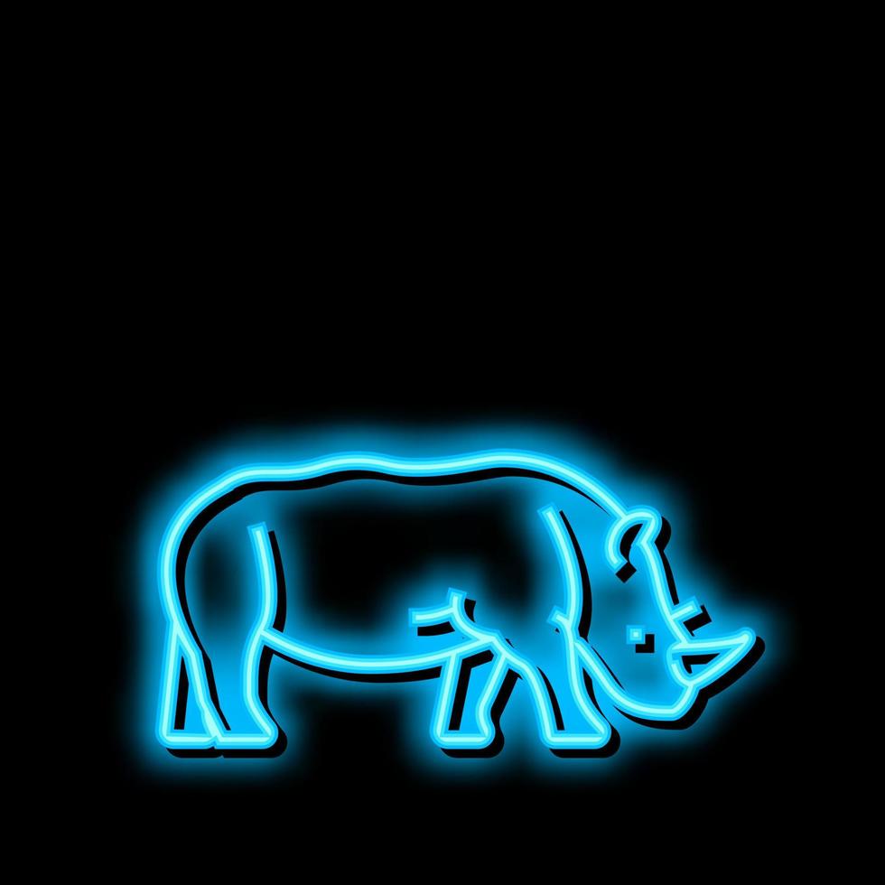 rinoceronte animale nel zoo neon splendore icona illustrazione vettore