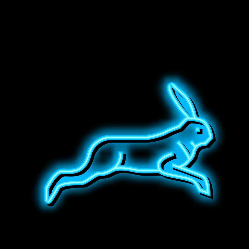 lepre selvaggio animale neon splendore icona illustrazione vettore