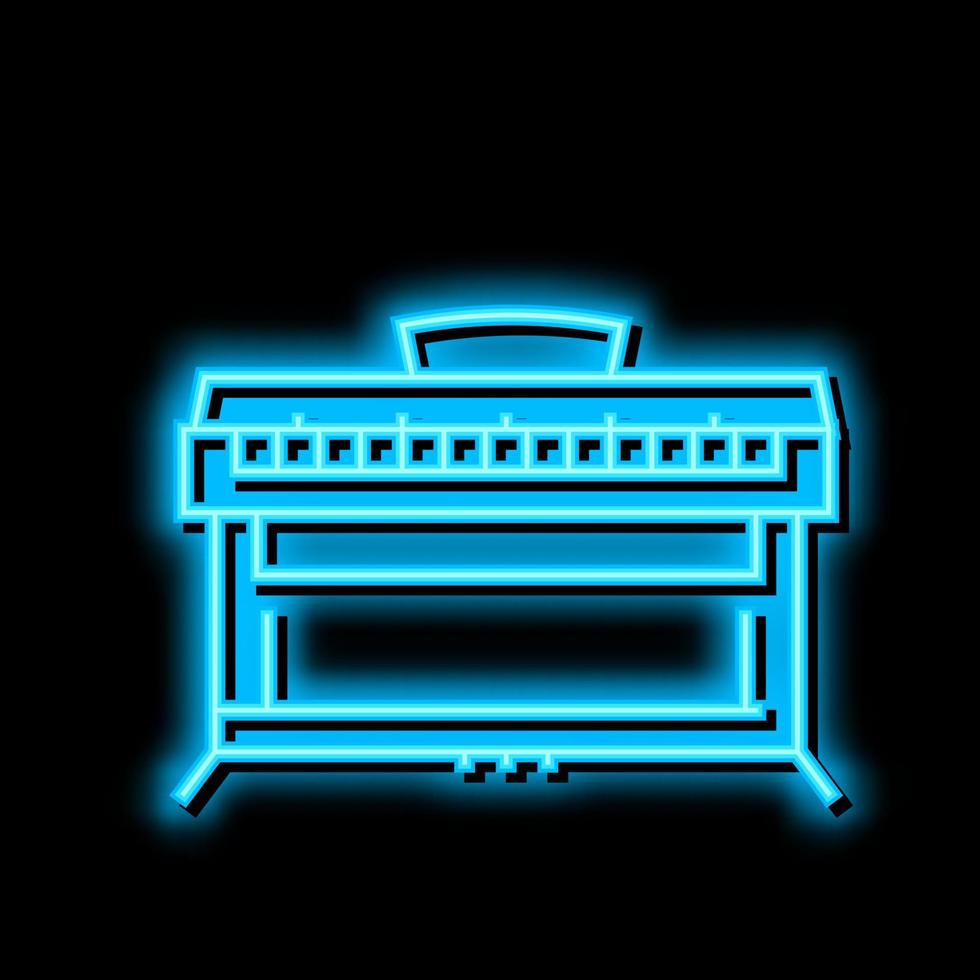 pianoforte musicista strumento neon splendore icona illustrazione vettore