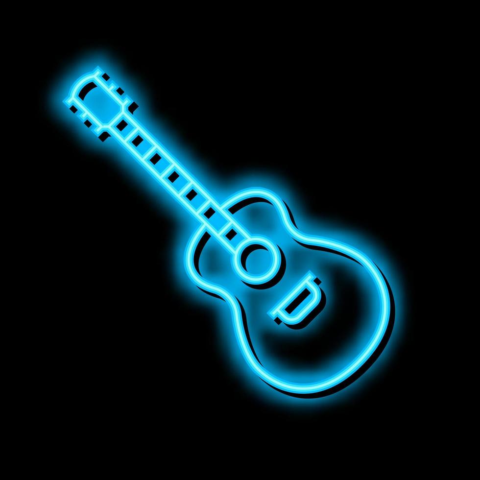 chitarra musicale strumento neon splendore icona illustrazione vettore