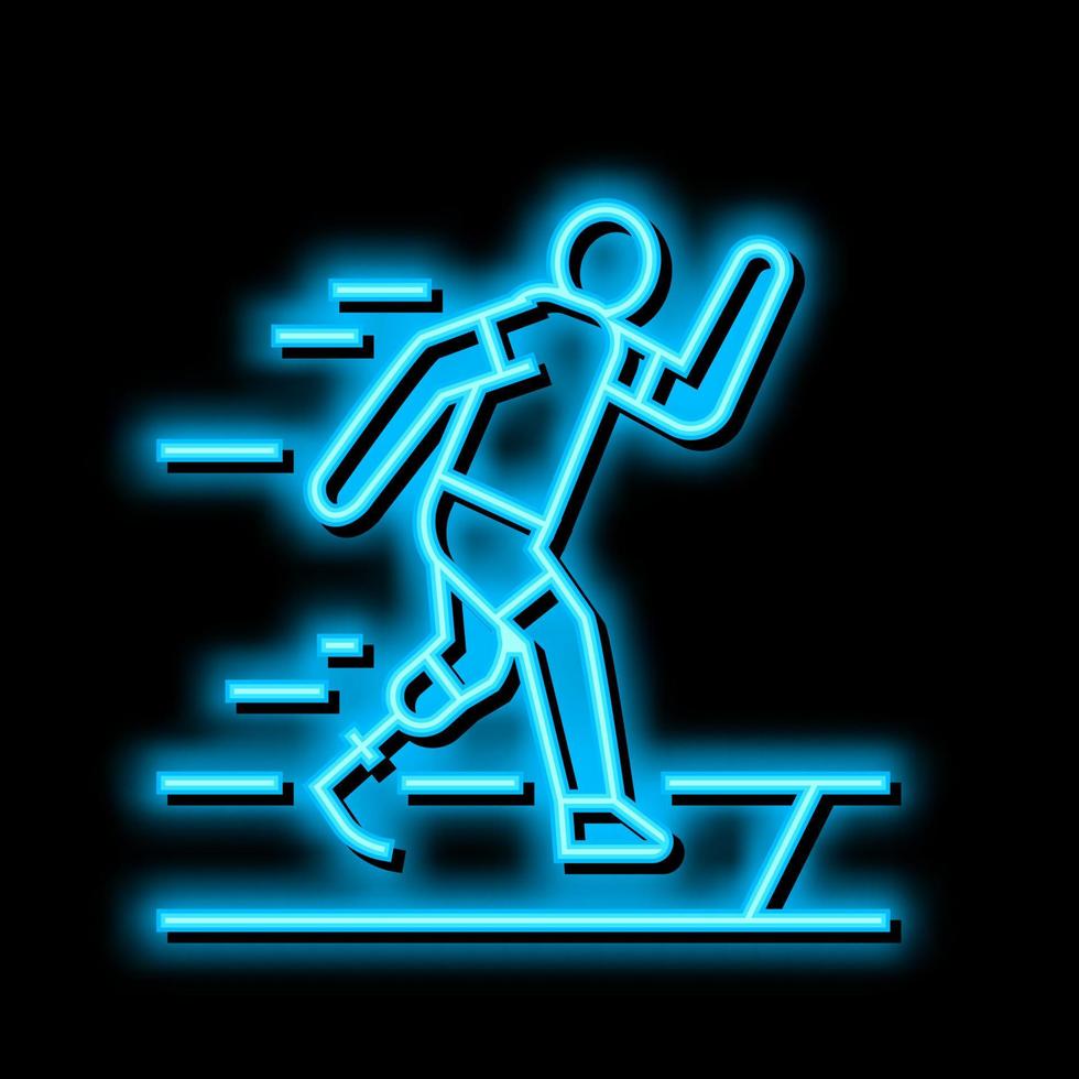 in esecuzione corridore portatori di handicap atleta neon splendore icona illustrazione vettore