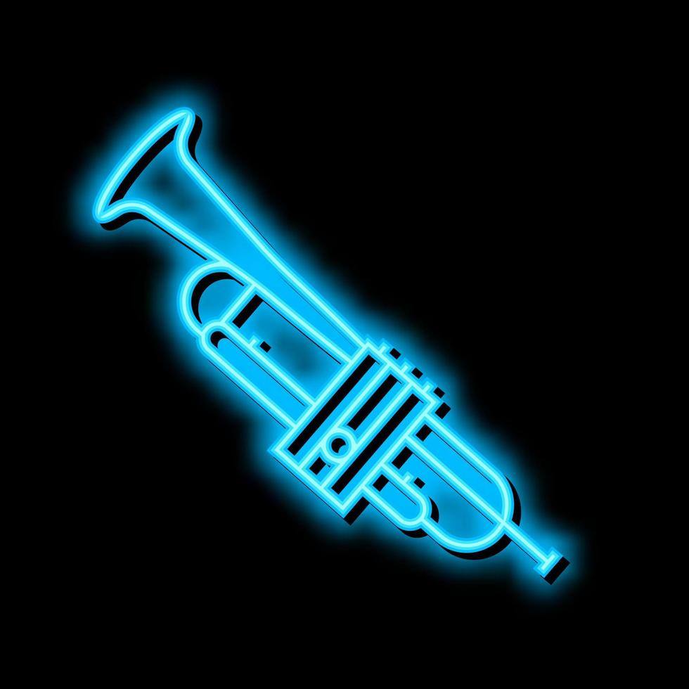 tromba vento musicista strumento neon splendore icona illustrazione vettore