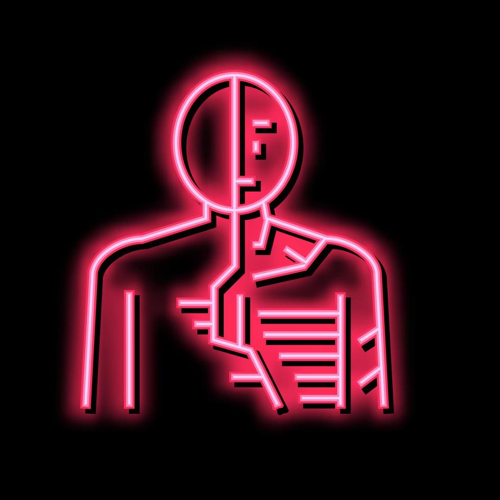 androide robot umano neon splendore icona illustrazione vettore