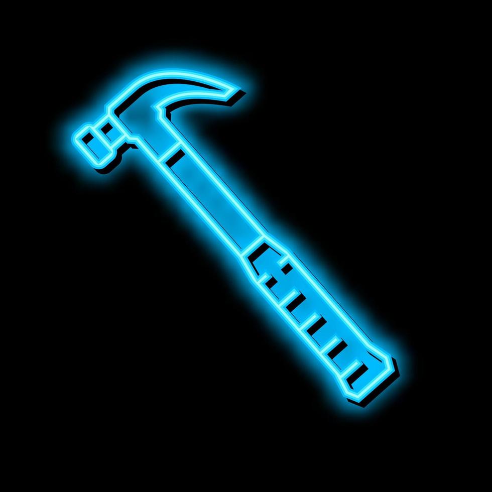 artiglio martello attrezzo neon splendore icona illustrazione vettore