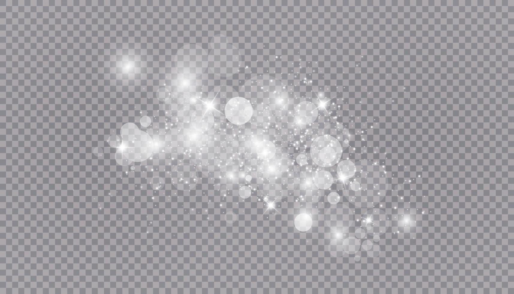 effetto luce incandescente con molte particelle di glitter sfondo isolato. vettore nuvola stellata con polvere. magiche decorazioni natalizie