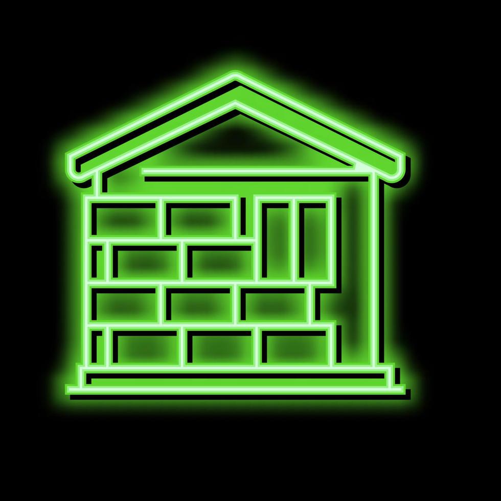 parete isolamento al di fuori minerale lana neon splendore icona illustrazione vettore