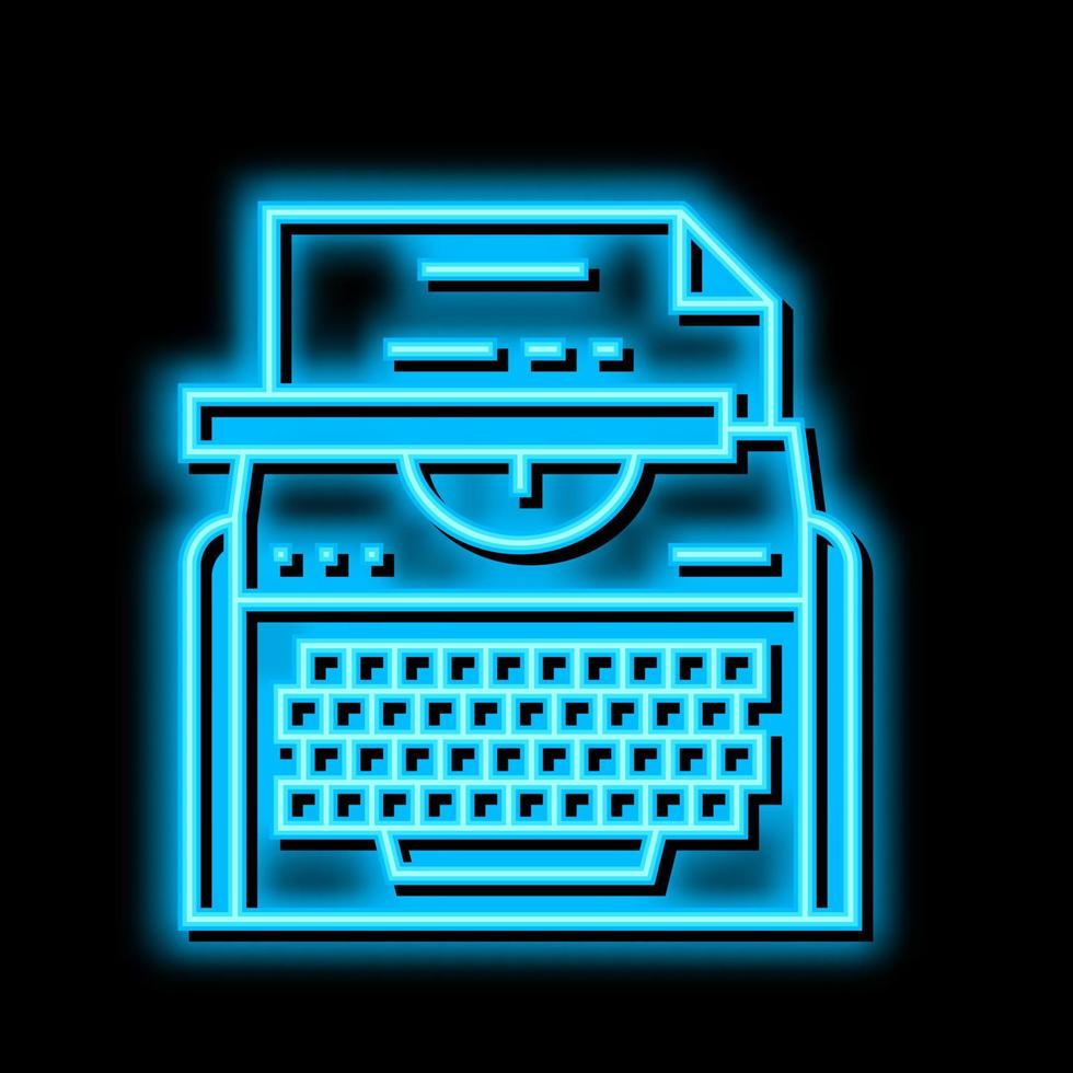 macchina da scrivere occupazione neon splendore icona illustrazione vettore