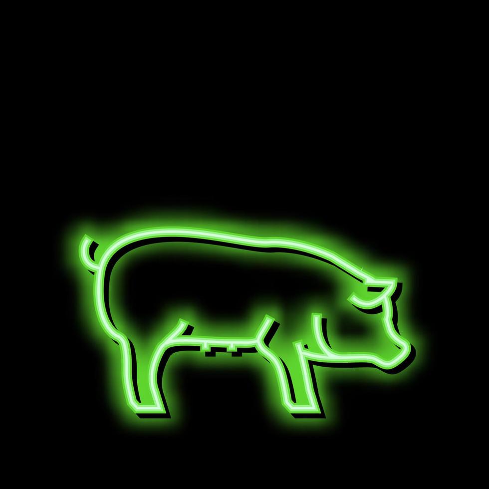 maiale domestico animale neon splendore icona illustrazione vettore