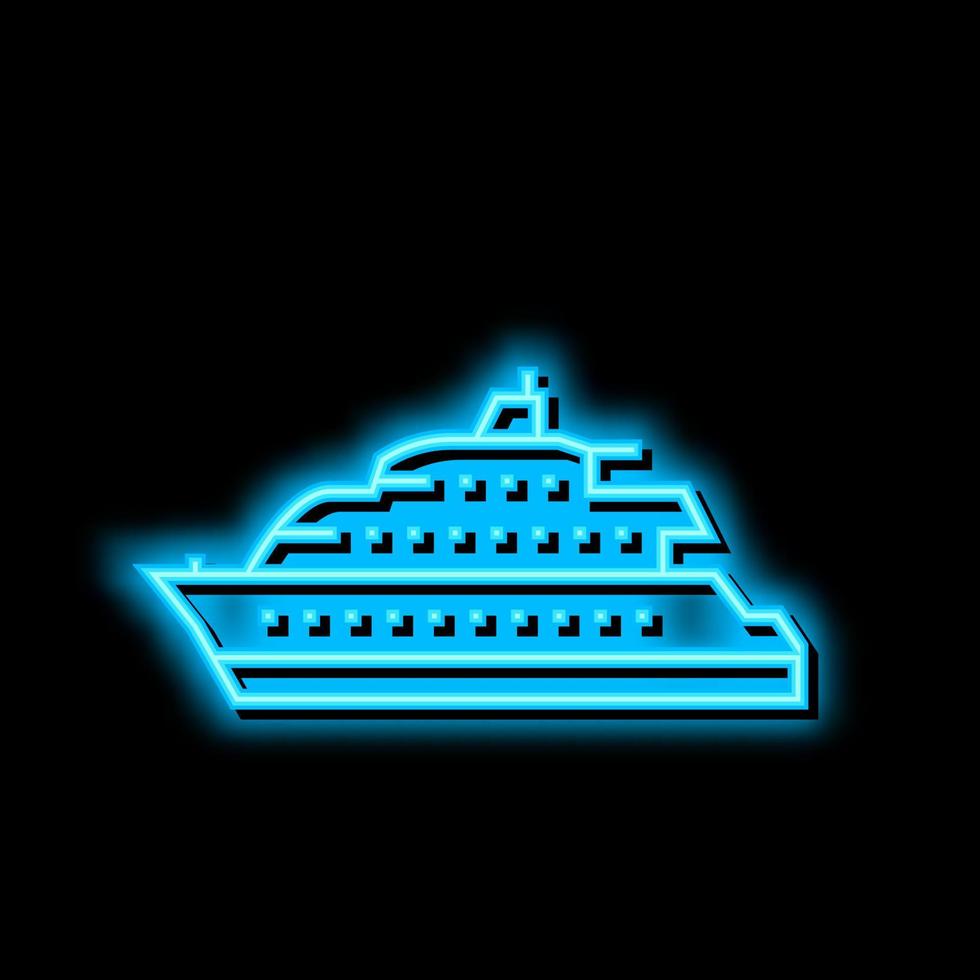 il motore yacht barca neon splendore icona illustrazione vettore