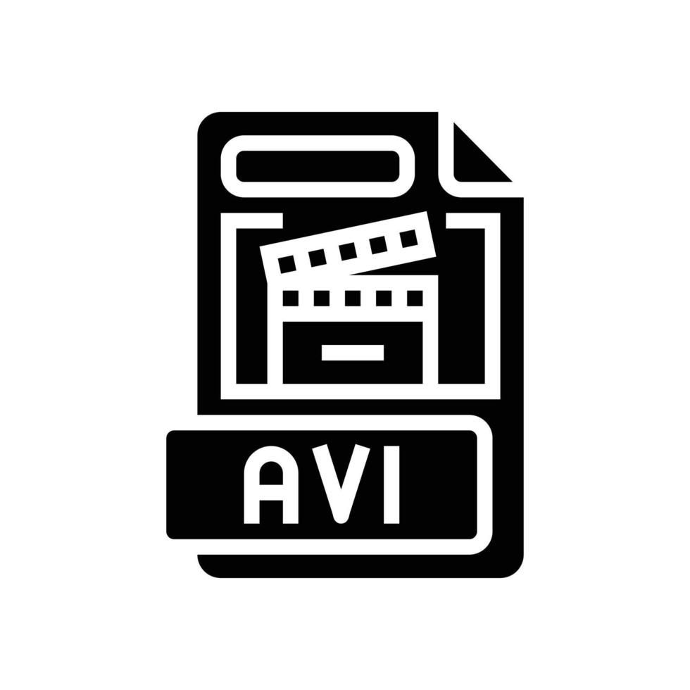 avi file formato documento glifo icona vettore illustrazione