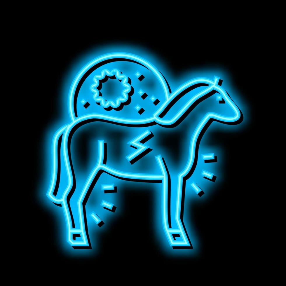 encefalite cavallo neon splendore icona illustrazione vettore