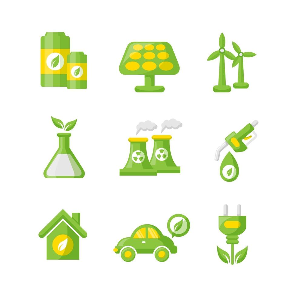 collezione di icone di tecnologia verde vettore