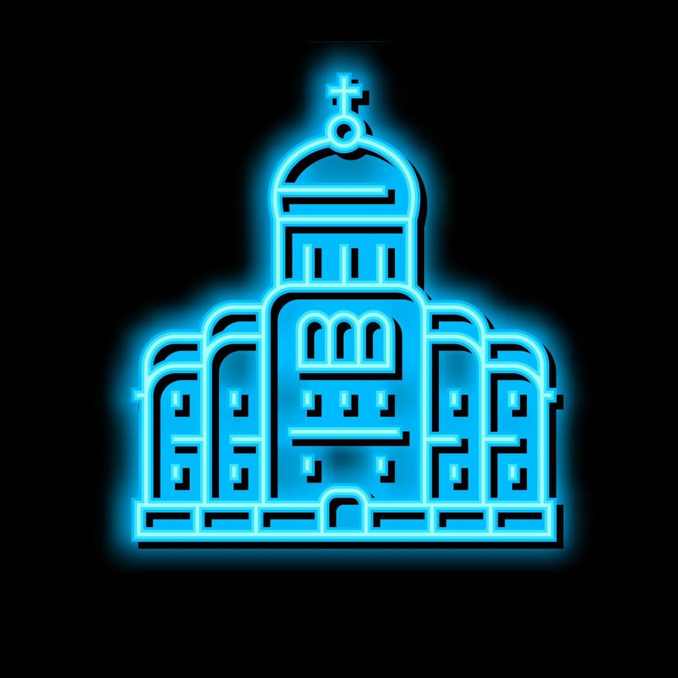 Chiesa o monastero cristianesimo edificio neon splendore icona illustrazione vettore