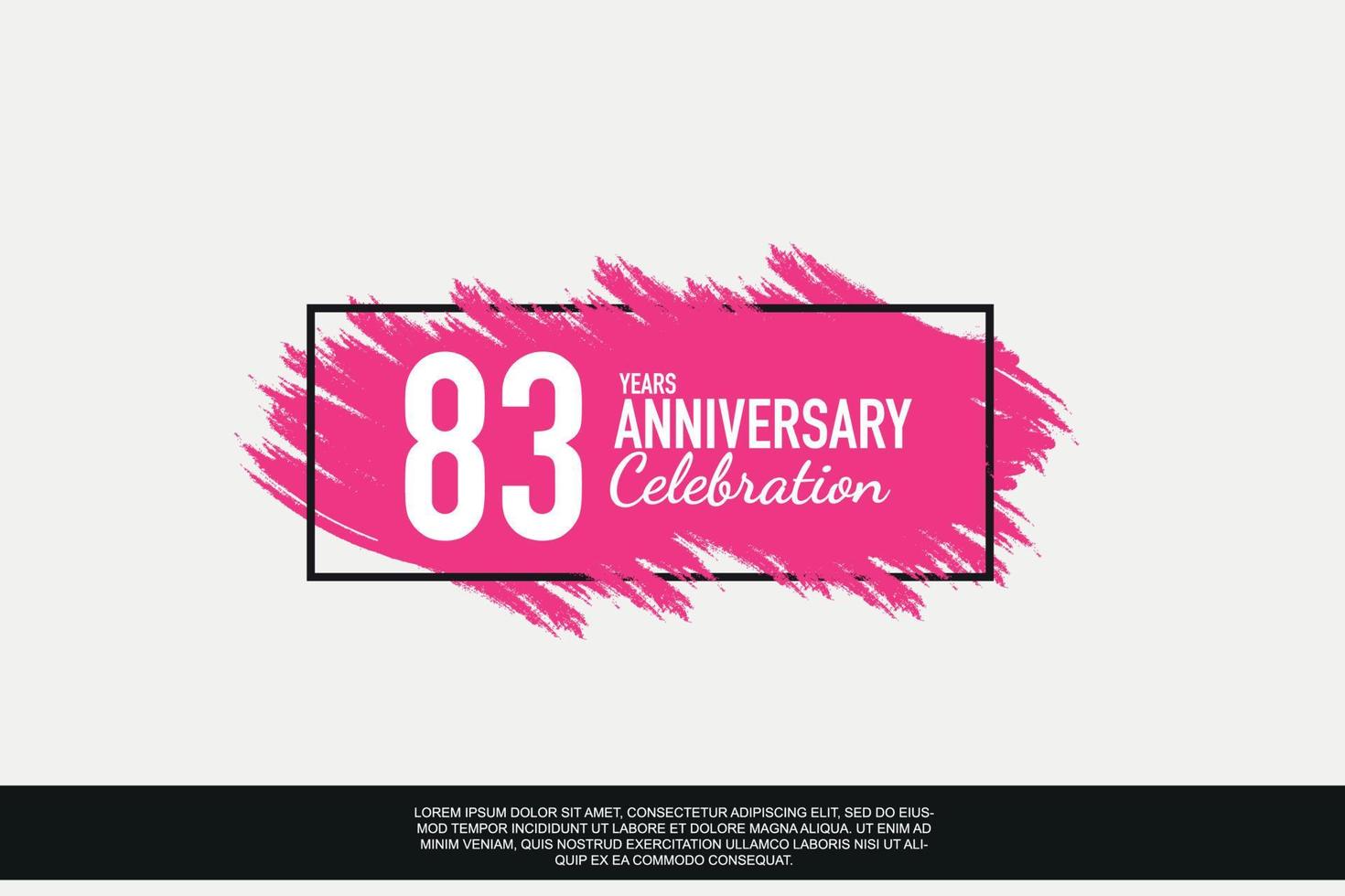 83 anno anniversario celebrazione vettore rosa design nel nero telaio su bianca sfondo astratto illustrazione logo