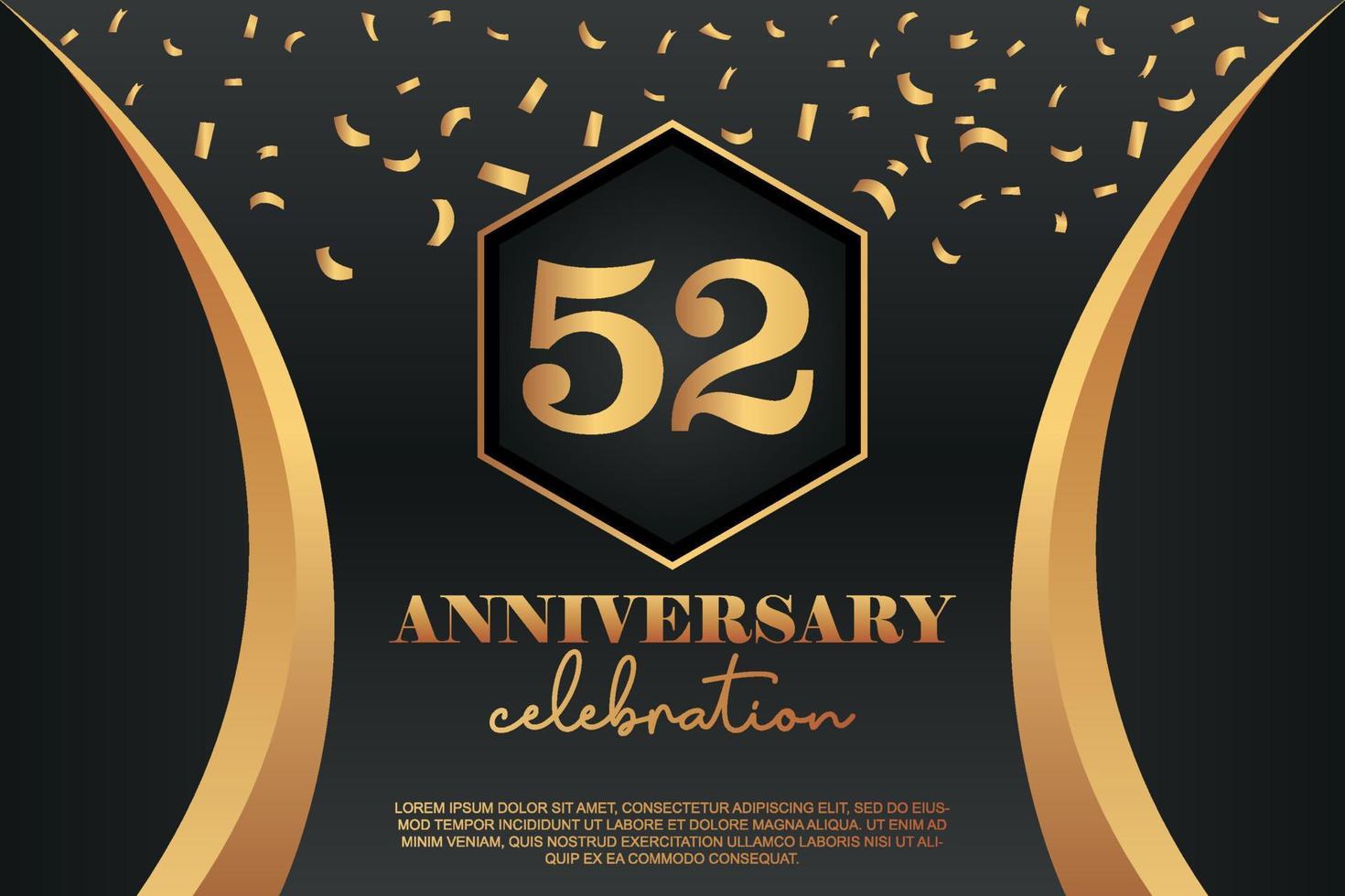 52nd anniversario celebrazione logo con d'oro colorato vettore design per saluto astratto illustrazione