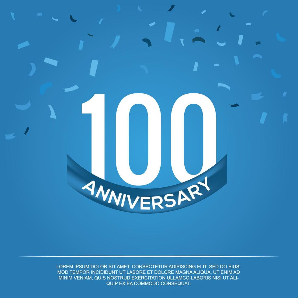 100 ° anniversario celebrazione vettore design con bianca colore numeri e bianca colore font su blu colore sfondo astratto