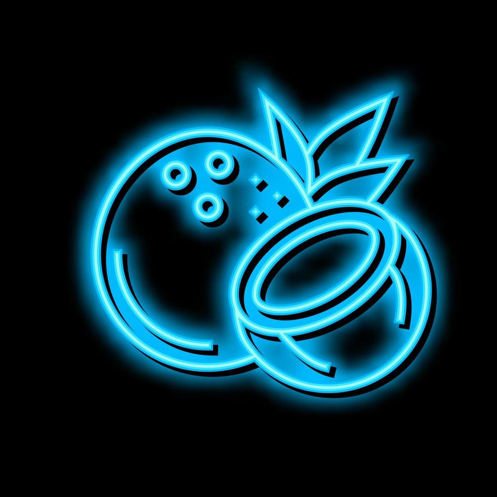Noce di cocco esotico Noce neon splendore icona illustrazione vettore